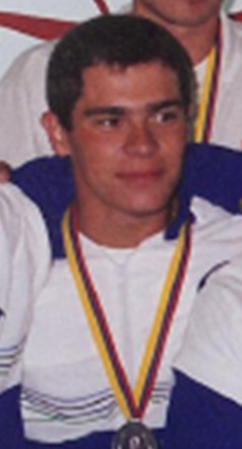 Rubes Levada with his silver medal in the Italian team tracksuit, 1998 World Championships, Cali